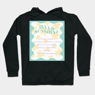 Hello Sunshine yellow and teal Danish Pastel Dorm Room Hoodie